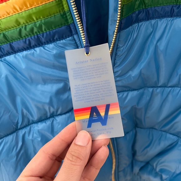 Women’s 6 Stripe Luxe Apres Puffer Jacket - Glossy Ocean - Picture 5 of 7